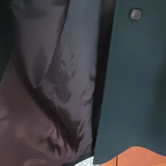 VTG Green Larry Levine Long Wool Coat Petite Size 4 Gorgeous - Picture 8 of 11